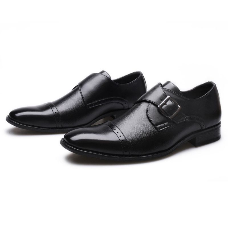 Oxfords De Oficina De Cuero Suave Informal De Negocios Con Hebilla Cómoda Para Hombres