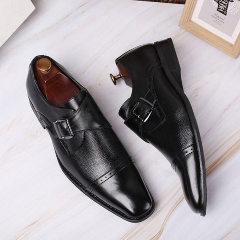 Oxfords De Oficina De Cuero Suave Informal De Negocios Con Hebilla Cómoda Para Hombres