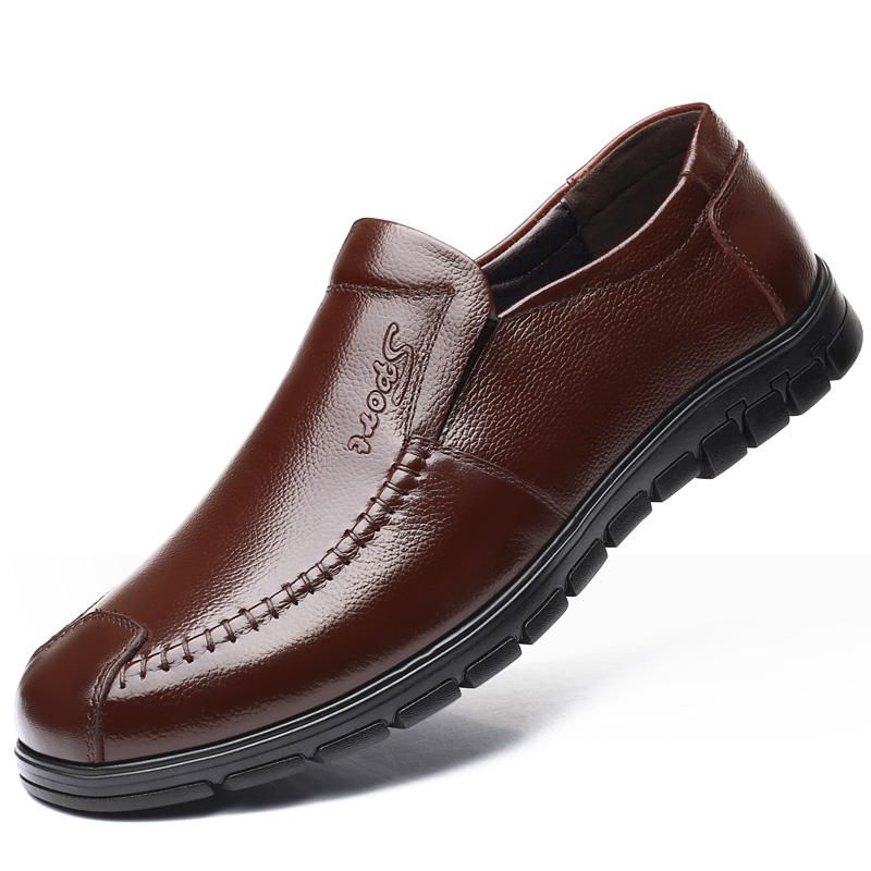 Oxfords De Oficina Informales Antideslizantes De Cuero Genuino Para Hombres