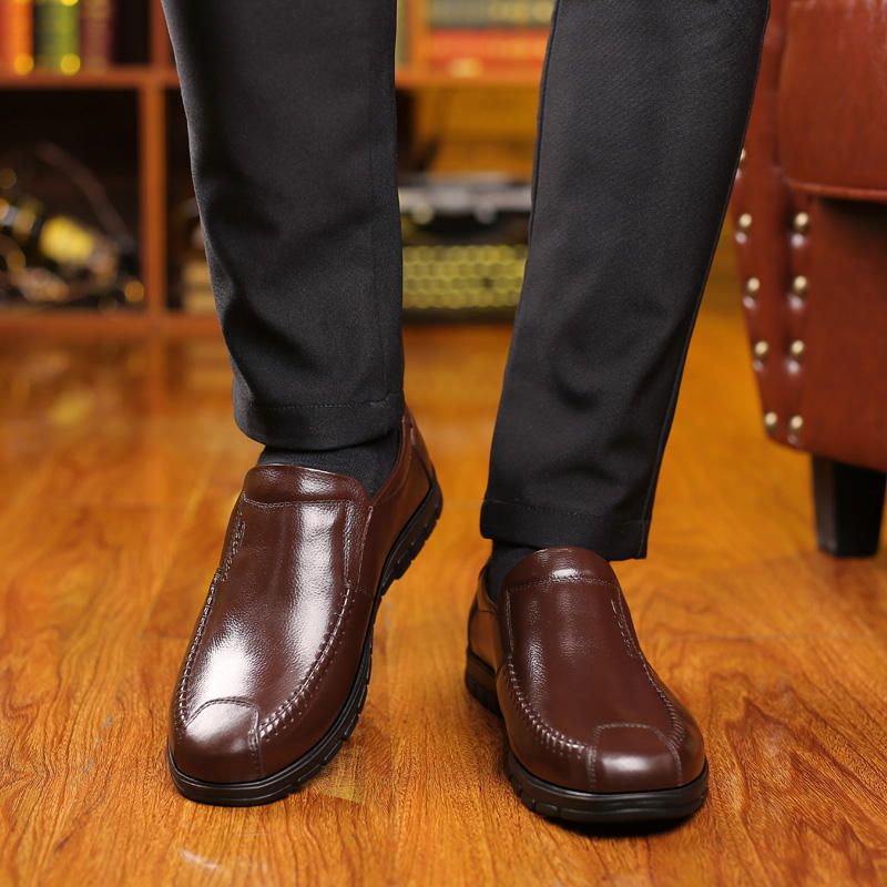 Oxfords De Oficina Informales Antideslizantes De Cuero Genuino Para Hombres