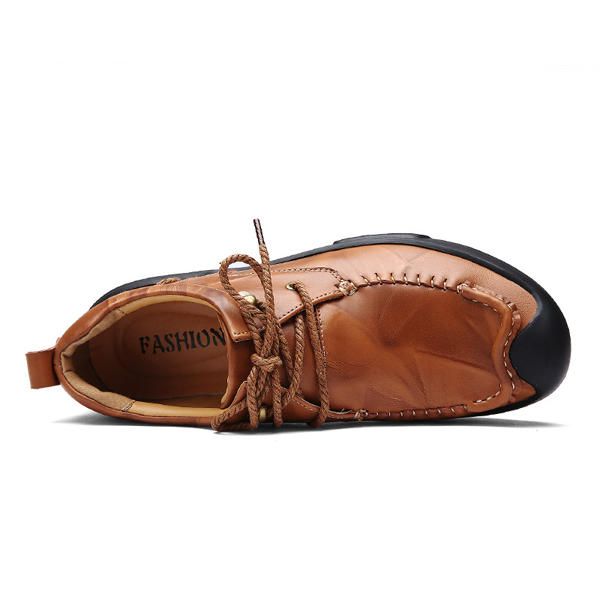 Oxfords Planos Casuales Hechos A Mano Con Cordones Para Hombres