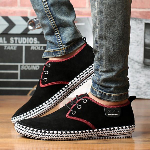 Pisos Suaves Para Exteriores Con Cordones De Gamuza Casual Para Hombre