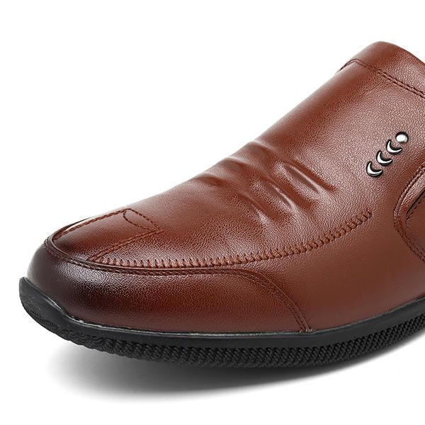 Suela Suave Forro Cálido Zapatos Oxford De Negocios De Cuero Genuino Sin Cordones Para Hombres