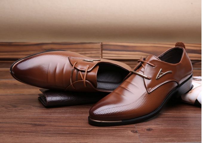 Vestido De Negocios Para Hombres Mocasines De Cuero Formales Oxfords Zapatos Casuales Con Cordones Planos