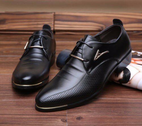 Vestido De Negocios Para Hombres Mocasines De Cuero Formales Oxfords Zapatos Casuales Con Cordones Planos