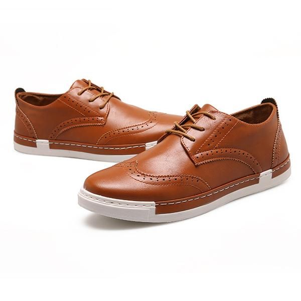 Zapatilla Casual Con Cordones Para Hombre Oxfords Al Aire Libre En Cuero