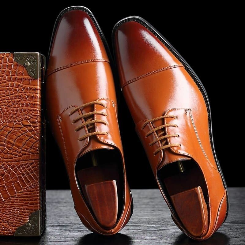 Zapato De Vestir De Cuero De Microfibra Para Hombre Oxfords De Negocios Informales