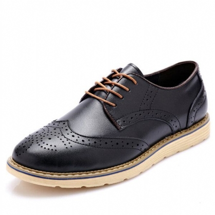 Zapatos Brogue De Moda Para Hombre Con Cordones Punta Redonda Oxford Británicos