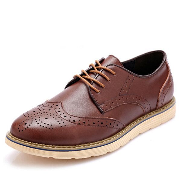 Zapatos Brogue De Moda Para Hombre Con Cordones Punta Redonda Oxford Británicos