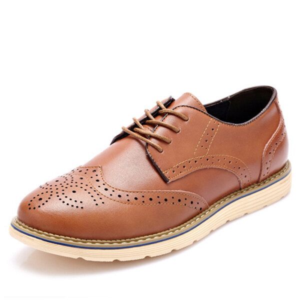 Zapatos Brogue De Moda Para Hombre Con Cordones Punta Redonda Oxford Británicos