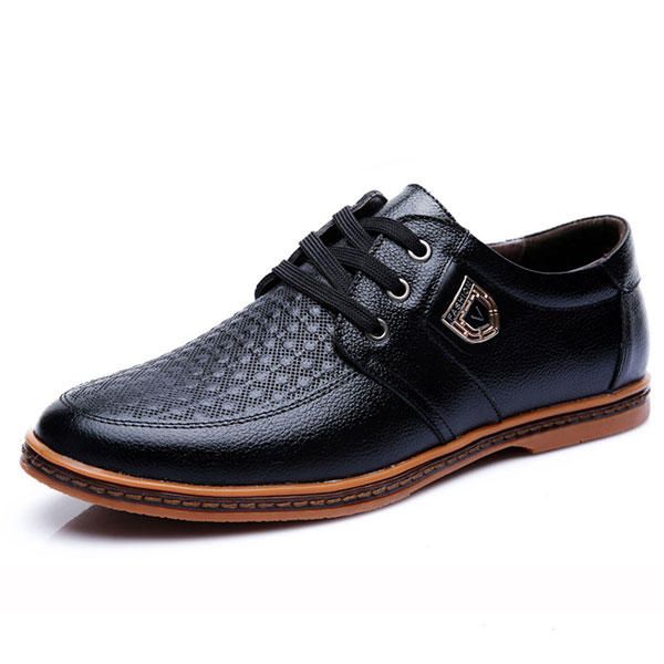 Zapatos Casuales De Gran Tamaño Para Hombres Cómodos Transpirables Con Cordones Zapatos De Cuero