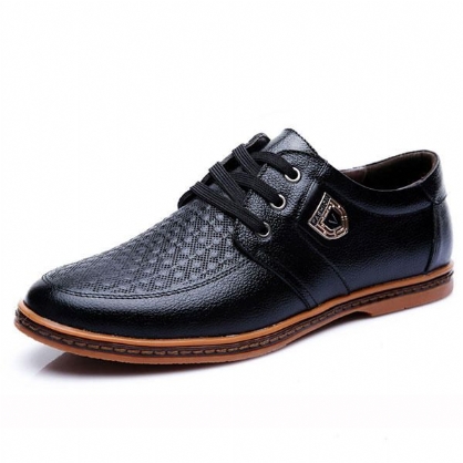 Zapatos Casuales De Gran Tamaño Para Hombres Cómodos Transpirables Con Cordones Zapatos De Cuero