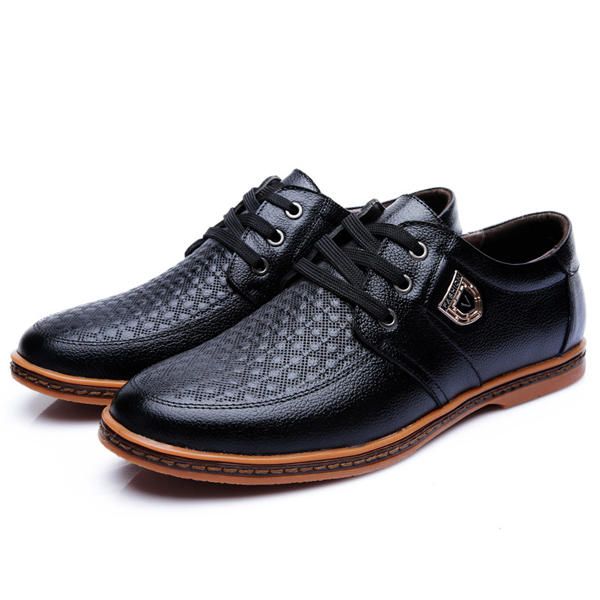 Zapatos Casuales De Gran Tamaño Para Hombres Cómodos Transpirables Con Cordones Zapatos De Cuero