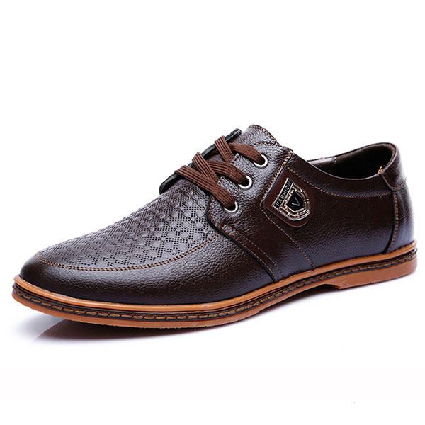 Zapatos Casuales De Gran Tamaño Para Hombres Cómodos Transpirables Con Cordones Zapatos De Cuero