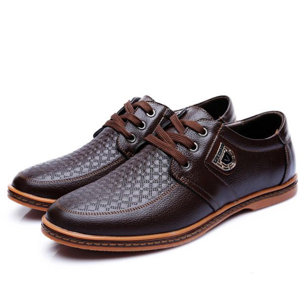 Zapatos Casuales De Gran Tamaño Para Hombres Cómodos Transpirables Con Cordones Zapatos De Cuero