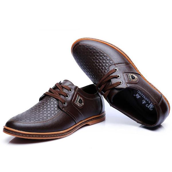 Zapatos Casuales De Gran Tamaño Para Hombres Cómodos Transpirables Con Cordones Zapatos De Cuero