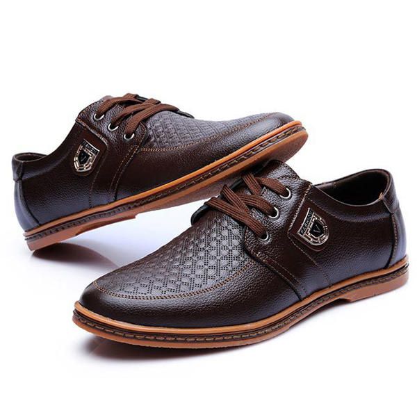 Zapatos Casuales De Gran Tamaño Para Hombres Cómodos Transpirables Con Cordones Zapatos De Cuero