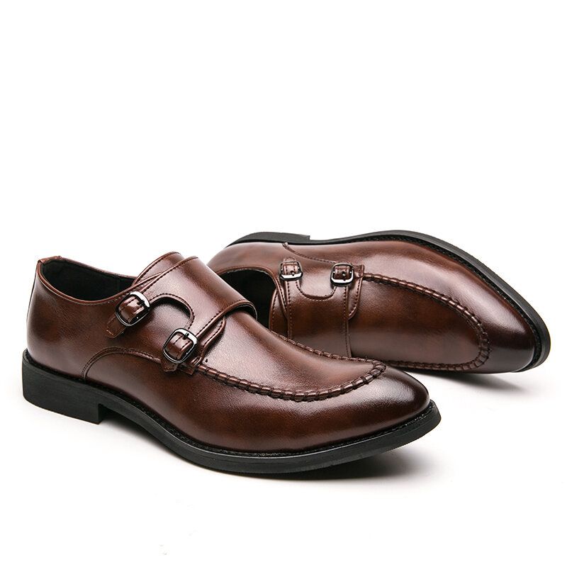 Zapatos Casuales De Negocios Formales Con Hebilla De Metal Con Costura De Tipo Urbano Para Hombre