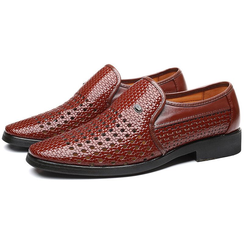 Zapatos Casuales De Negocios Transpirables Huecos De Cuero De Microfibra Para Hombres