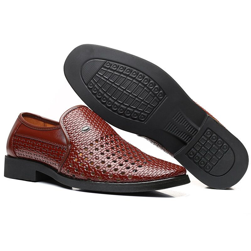 Zapatos Casuales De Negocios Transpirables Huecos De Cuero De Microfibra Para Hombres