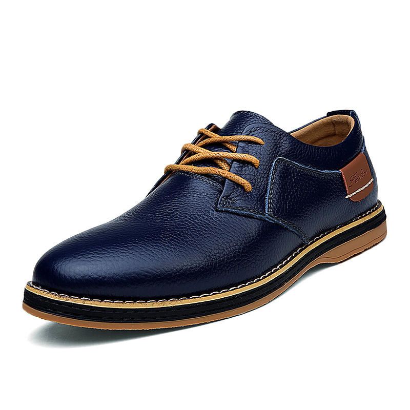 Zapatos Casuales Oxfords Cómodos De Estilo Británico De Cuero Genuino Para Hombres