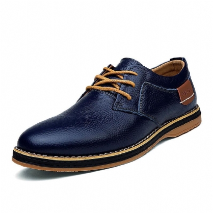 Zapatos Casuales Oxfords Cómodos De Estilo Británico De Cuero Genuino Para Hombres