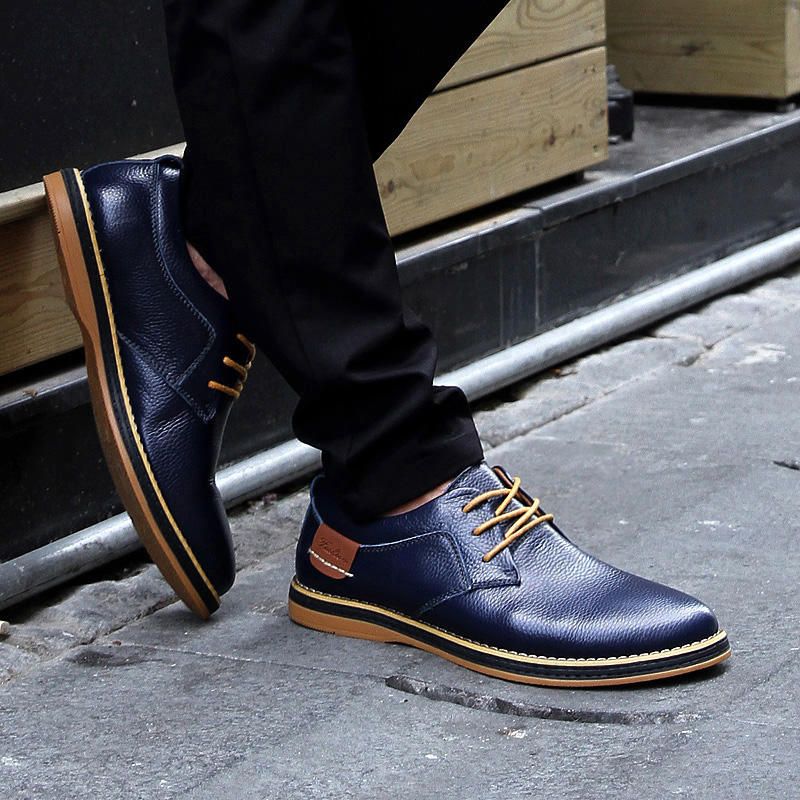 Zapatos Casuales Oxfords Cómodos De Estilo Británico De Cuero Genuino Para Hombres