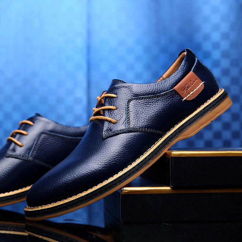 Zapatos Casuales Oxfords Cómodos De Estilo Británico De Cuero Genuino Para Hombres