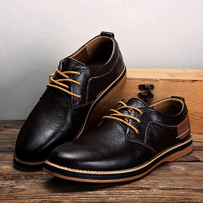 Zapatos Casuales Oxfords Cómodos De Estilo Británico De Cuero Genuino Para Hombres