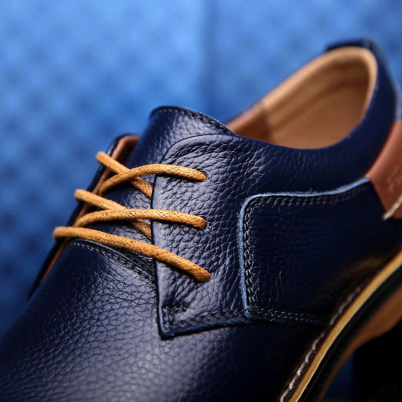 Zapatos Casuales Oxfords Cómodos De Estilo Británico De Cuero Genuino Para Hombres