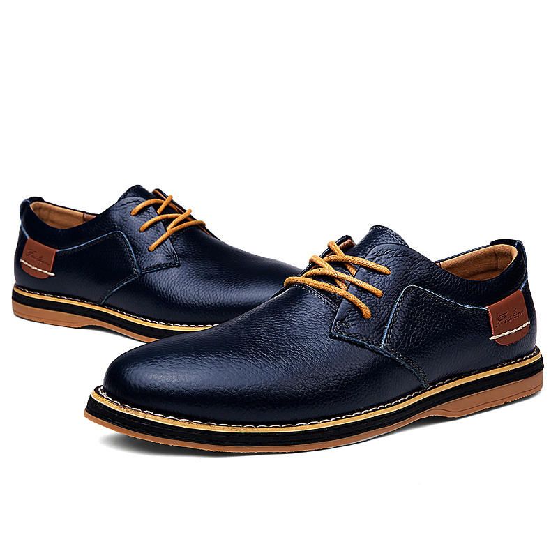 Zapatos Casuales Oxfords Cómodos De Estilo Británico De Cuero Genuino Para Hombres