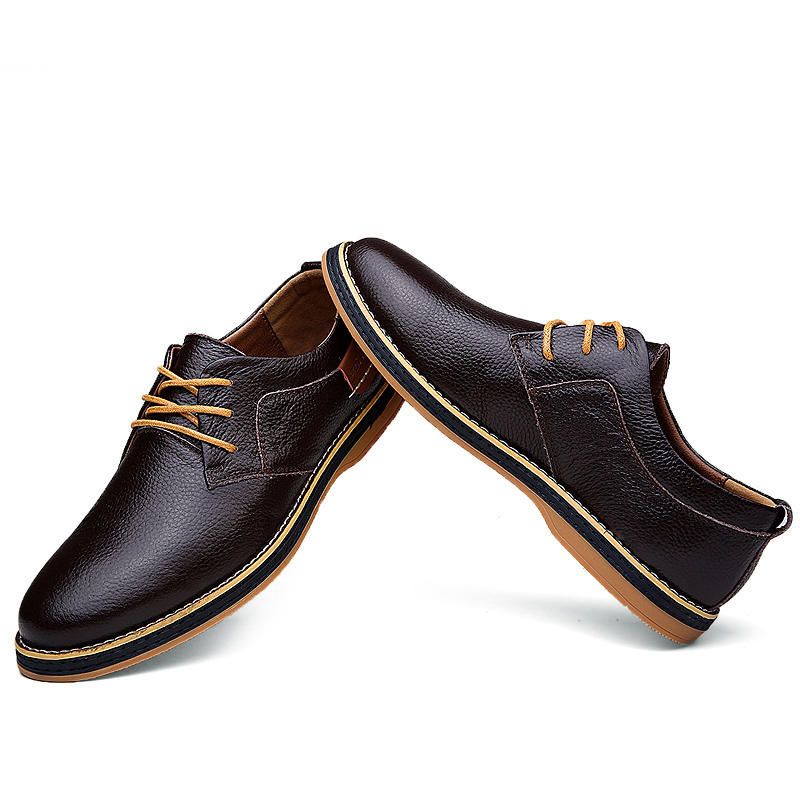 Zapatos Casuales Oxfords Cómodos De Estilo Británico De Cuero Genuino Para Hombres