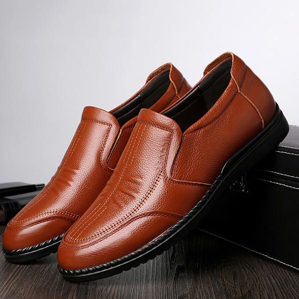 Zapatos Cómodos De Cuero Genuino Para Hombre En Oxfords