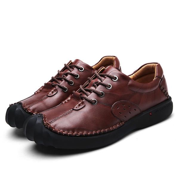 Zapatos Cómodos Oxfords De Cuero Genuino Con Puntada Anticolisión Para Hombre Suave A Mano