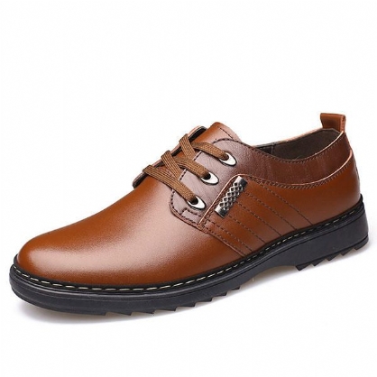 Zapatos Cómodos Oxfords De Negocios Informales De Cuero Con Cordones Para Hombres