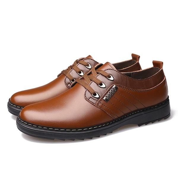 Zapatos Cómodos Oxfords De Negocios Informales De Cuero Con Cordones Para Hombres