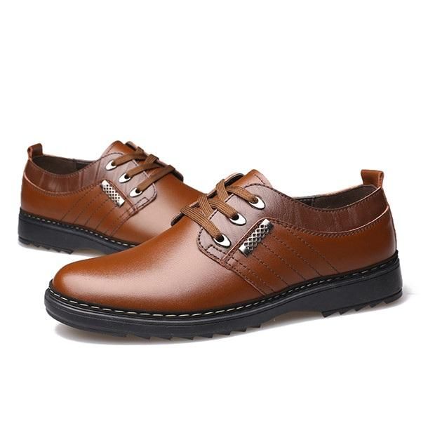 Zapatos Cómodos Oxfords De Negocios Informales De Cuero Con Cordones Para Hombres