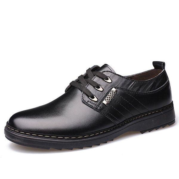 Zapatos Cómodos Oxfords De Negocios Informales De Cuero Con Cordones Para Hombres