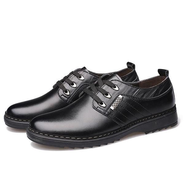 Zapatos Cómodos Oxfords De Negocios Informales De Cuero Con Cordones Para Hombres