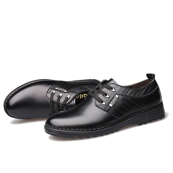 Zapatos Cómodos Oxfords De Negocios Informales De Cuero Con Cordones Para Hombres