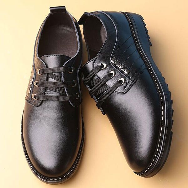 Zapatos Cómodos Oxfords De Negocios Informales De Cuero Con Cordones Para Hombres