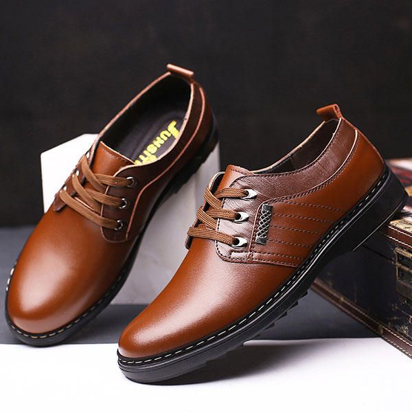 Zapatos Cómodos Oxfords De Negocios Informales De Cuero Con Cordones Para Hombres