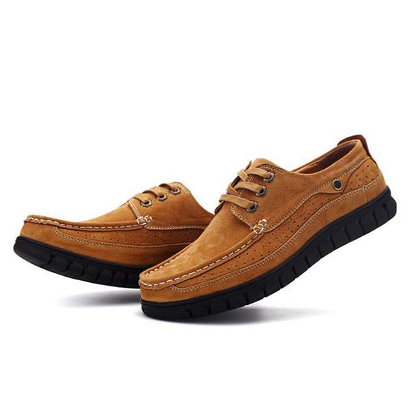 Zapatos Cómodos De Oxfprds Con Cordones Y Suela Suave Con Costura Hnad Para Hombre