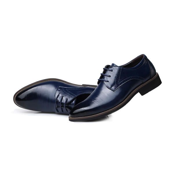 Zapatos De Cuero Con Cordones Para Hombres Zapatos Formales De Negocios Con Punta Puntiaguda