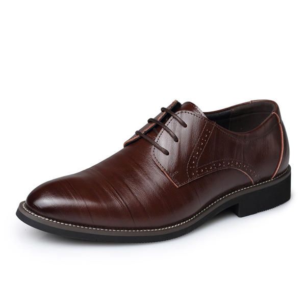 Zapatos De Cuero Con Cordones Para Hombres Zapatos Formales De Negocios Con Punta Puntiaguda