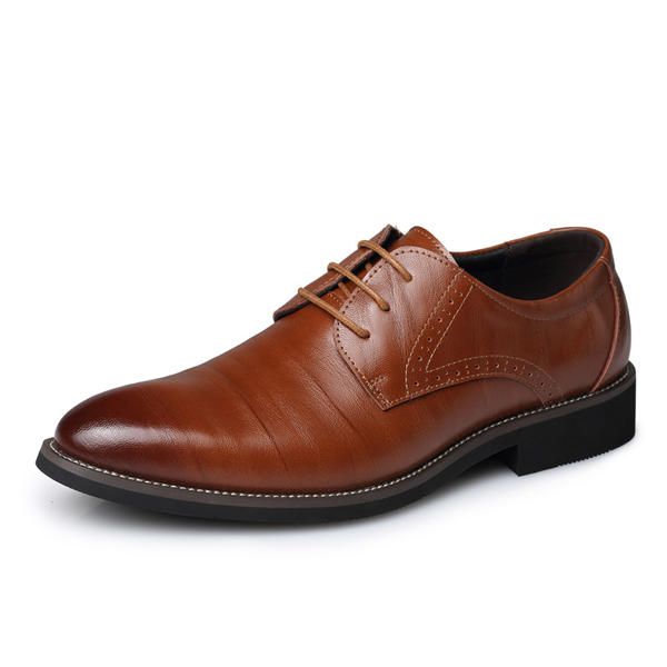 Zapatos De Cuero Con Cordones Para Hombres Zapatos Formales De Negocios Con Punta Puntiaguda