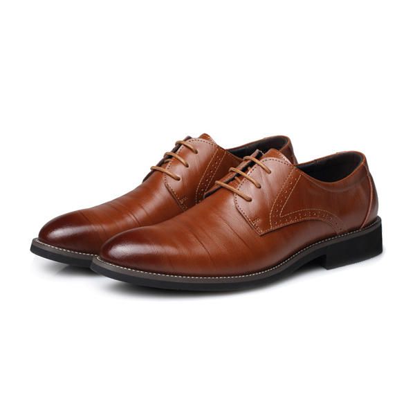 Zapatos De Cuero Con Cordones Para Hombres Zapatos Formales De Negocios Con Punta Puntiaguda