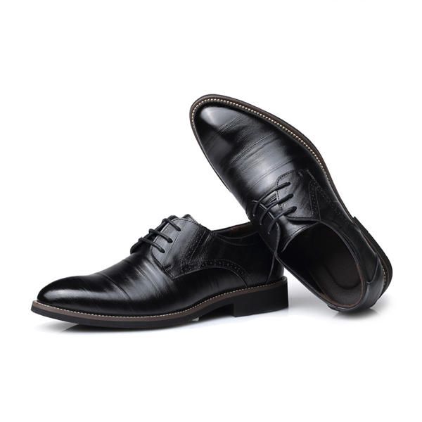 Zapatos De Cuero Con Cordones Para Hombres Zapatos Formales De Negocios Con Punta Puntiaguda