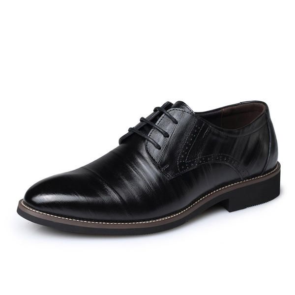 Zapatos De Cuero Con Cordones Para Hombres Zapatos Formales De Negocios Con Punta Puntiaguda