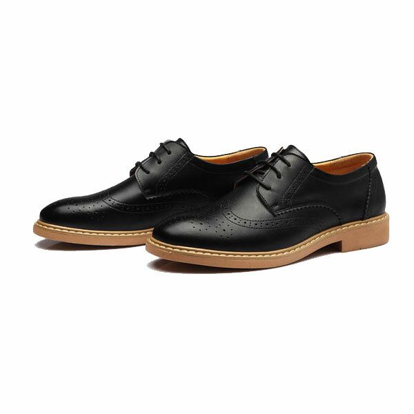 Zapatos De Cuero Tallados Casuales Estilo Inglaterra Para Hombres Nuevos